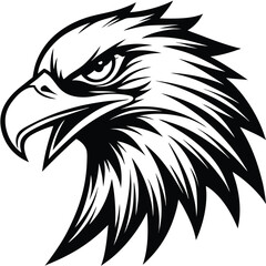 Fierce Eagle Head Logo Vector – Bold Black and White Mascot Design