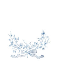 Fototapeta premium watercolor floral with bow