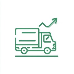 Fototapeta premium Green line art illustration of delivery truck with upward arrow symbol