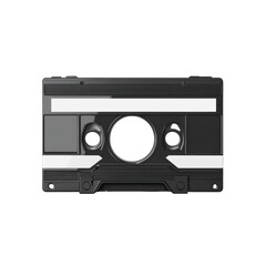 Obraz premium Retro cassette tape black and white isolated on white background