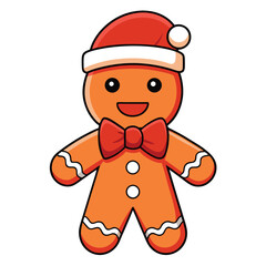 Cute Gingerbread Man with Santa Hat Clipart – Holiday Cookie Cartoon Image