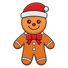 Cute Gingerbread Man with Santa Hat Clipart – Holiday Cookie Cartoon Image