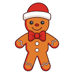 Cute Gingerbread Man with Santa Hat Clipart – Holiday Cookie Cartoon Image