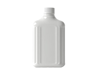 Isolated Rectangular White Plastic Bottle with Cap