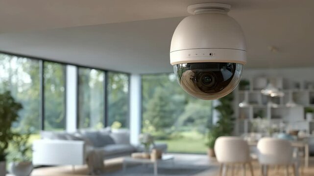 Modern Dome Security Camera Installed in a Luxurious Home Providing Safety and Peace of Mind