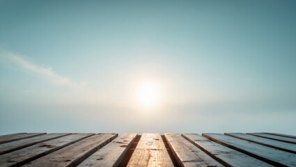Sunlit summer sky with picnic table scene