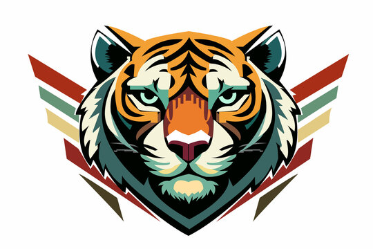 "Modern Geometric Tiger Head Vector Illustration - Bold Animal Logo Design