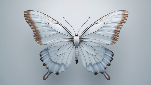 Beautiful white long tail butterfly isolated with tropical butterflies and bugs, highlighting insect and wildlife diversity