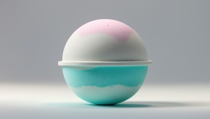 Colorful spherical bath bomb set against white backdrop
