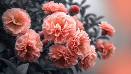Nature-Inspired Peach Flower Backdrop Close Up in Orange Tones