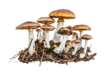 Isolated Group of Brown Fungi