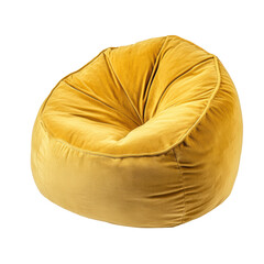 Isolated Sumptuous Yellow Velvet Beanbag Chair