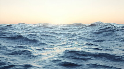 Vast Ocean Waves at Sunset with Calm Water and Serene Horizon