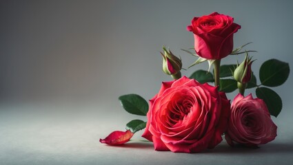 Beautiful watercolor depiction of red and pink roses symbolizing romance and elegance for wedding and birthday themes