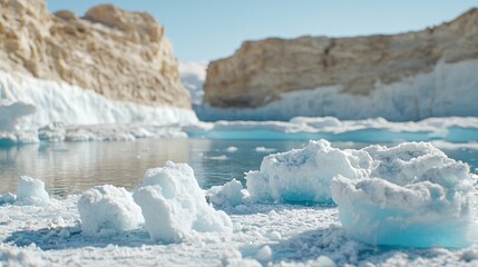 Icebergs Calving from Glaciers in a Tranquil Arctic Landscape