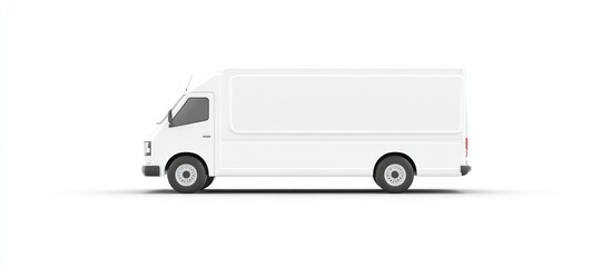 a clean 3d rendering showcases a white delivery truck, positioned on a pristine white surface, perfect for advertising or mockup purposes, emphasizing its sleek design and versatile functionality