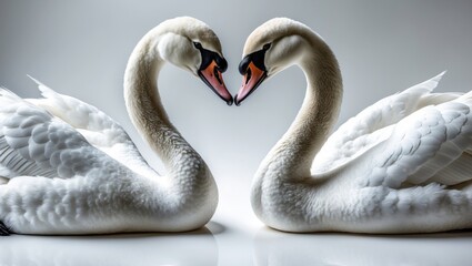 Pair Graceful Swans Displayed White