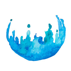 Blue Hand Drawn Watercolor Drops Round Banner