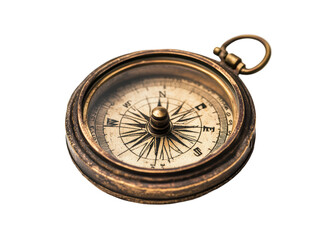 Isolated Detailed Antique Brass Compass