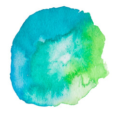 Blue and Green Hand Drawn Watercolor Drops Round Banner