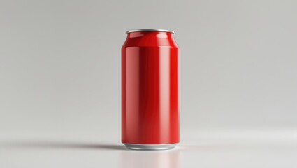 Isolated red metal can mockup for drink packaging on a white background