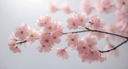 White background featuring blooming Sakura flowers.