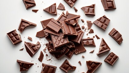 Isolated milk chocolate shavings seen from above