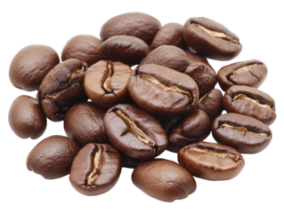 Isolated Heap of Dark Roasted Coffee Beans