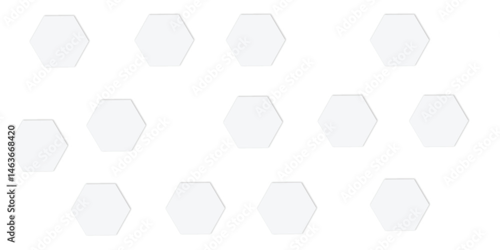 Poster light gray hexagon 3d effect pattern with shadow seamless texture background. use for book, poster, 