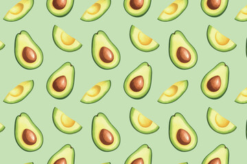 アボカドの総柄素材 グリーン　生成AI