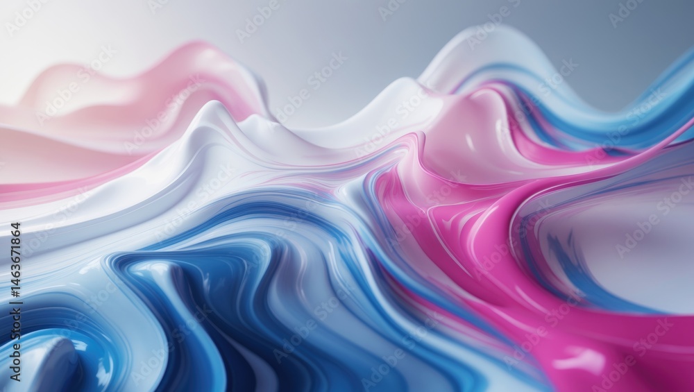 Poster colorful neon-inspired liquid wave pattern on a dark, grainy marble background with gradient and shi