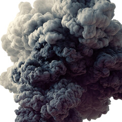 Abstract Grey and White Smoke Plume on Transparent Background, PNG