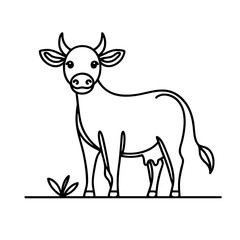 Fototapeta premium Line Art Cow Illustration, Simple Farm Animal Drawing