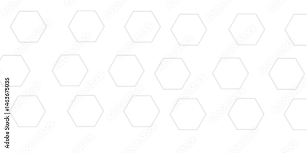 Poster light gray or white out line hexagon 3d effect pattern with shadow seamless texture background. use 
