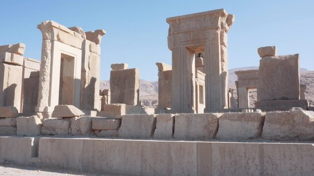 Scenic ruins of the Tachara Palace in Persepolis, Iran
