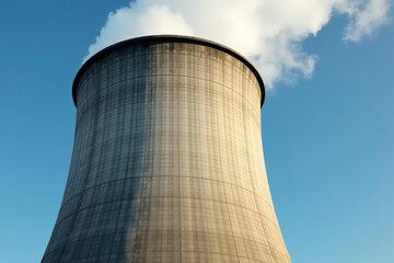 Close-up of a chimney cooling tower's textured surface , weathered, worn