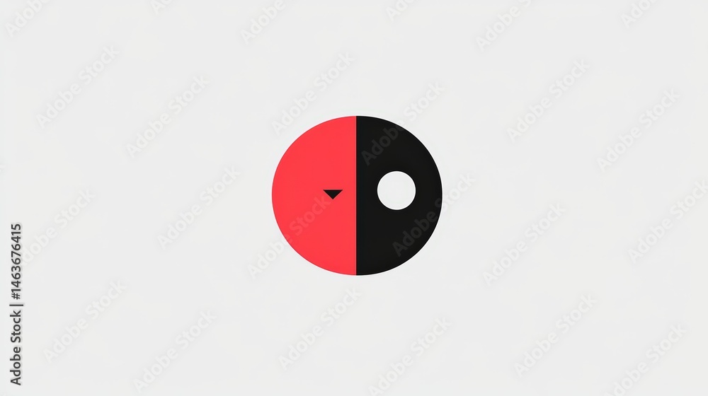Poster circular abstraction featuring split color palette and minimalist design elements