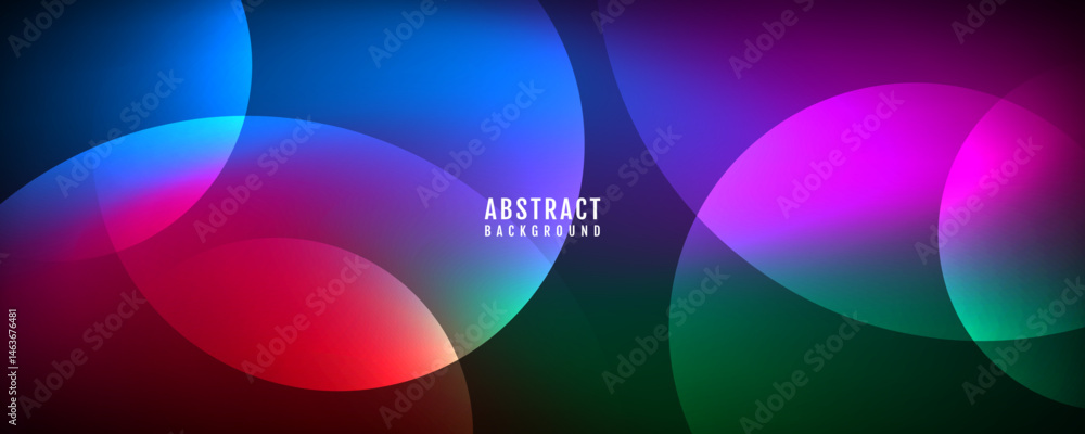 Poster 3d colorful abstract background overlap layer on dark space with circles lines effect decoration. mo