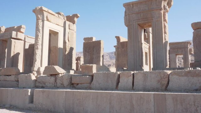 Scenic ruins of the Tachara Palace in Persepolis, Iran