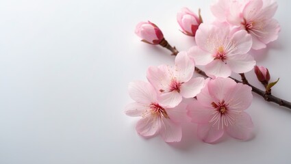 Fototapeta premium Springtime Sakura Blossoms in Pink, Isolated on White