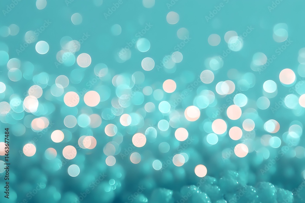 Poster abstract teal bokeh background with soft lights