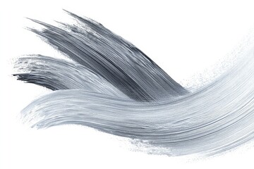 Obraz premium Silver Brush Strokes Sketch on White - Abstract silver paint brush strokes, elegant design, modern art, flowing lines, textured background. Symbolizing: fluidity, movement, creativity, elegance