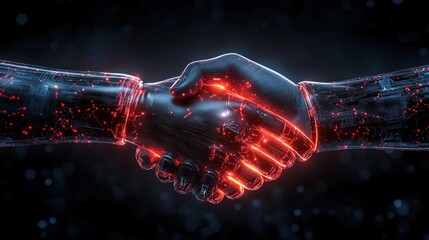 Robotic handshake digital collaboration and future technology partnership