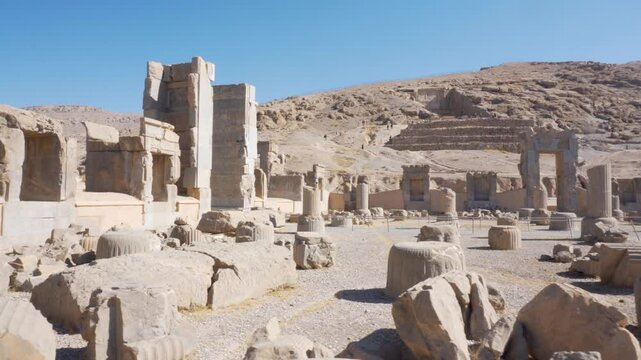 Scenic ruins of the Throne Hall in Persepolis, Iran