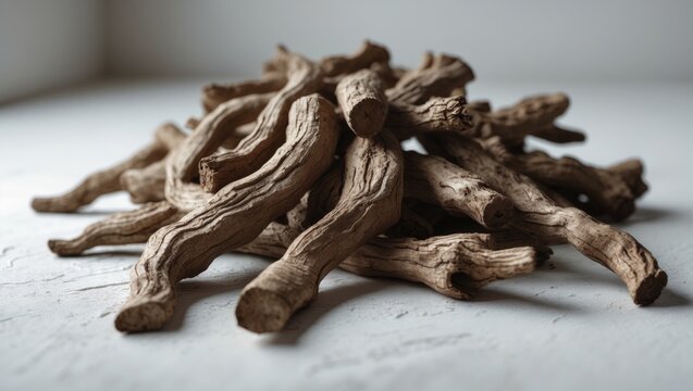 Ayurvedic dried Sarsaparilla roots utilized in treating psoriasis, skin conditions, arthritis, and kidney ailments through traditional medicine