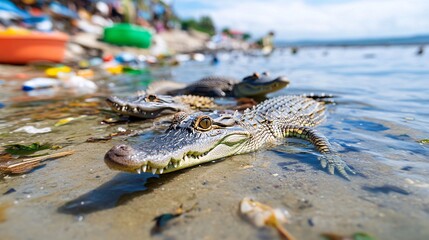 Crocodiles in Wetland Environment Affected by Water Pollution