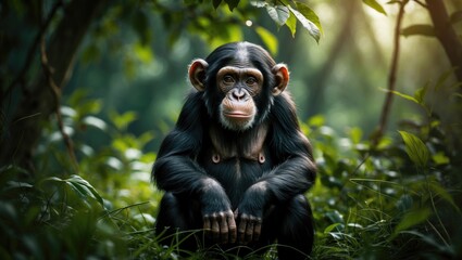 Detailed shot of a baby monkey chimp
