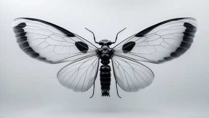 Obraz premium Black and white insect wings featuring symmetry and delicate design