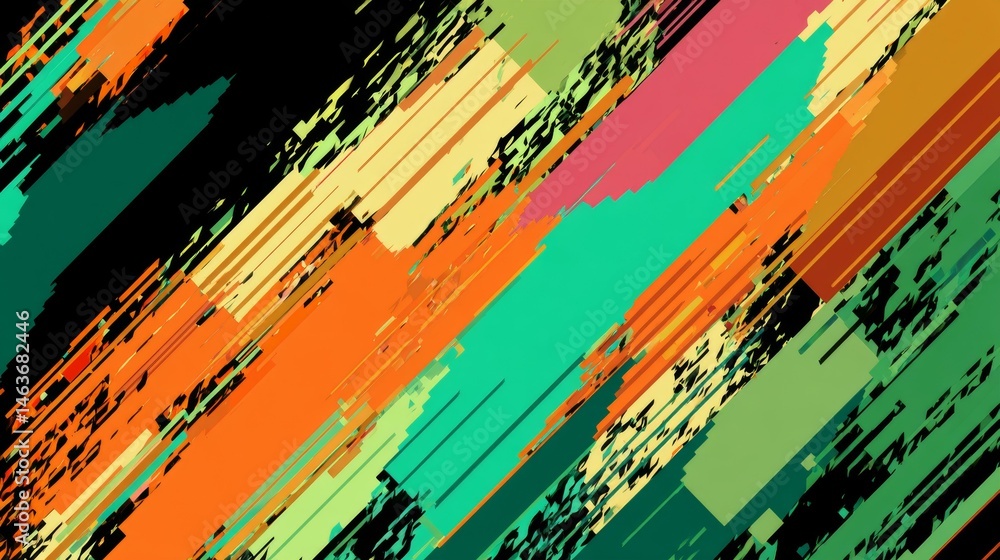 Poster abstract colorful diagonal brush strokes pattern