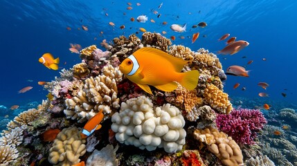 Vibrant Coral Reef Ecosystem with Colorful Marine Life